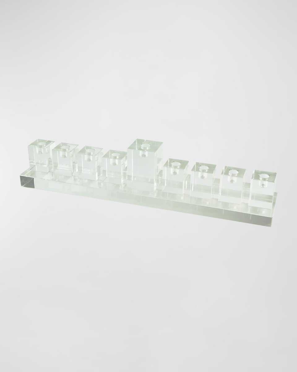Crystal Menorah - Clear W/Blue