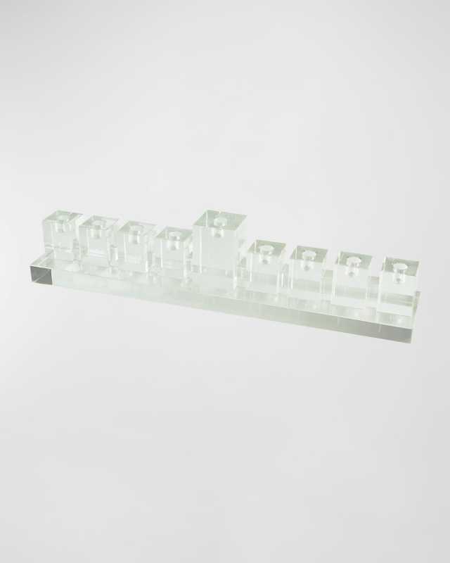 Crystal Menorah - Clear W/Blue