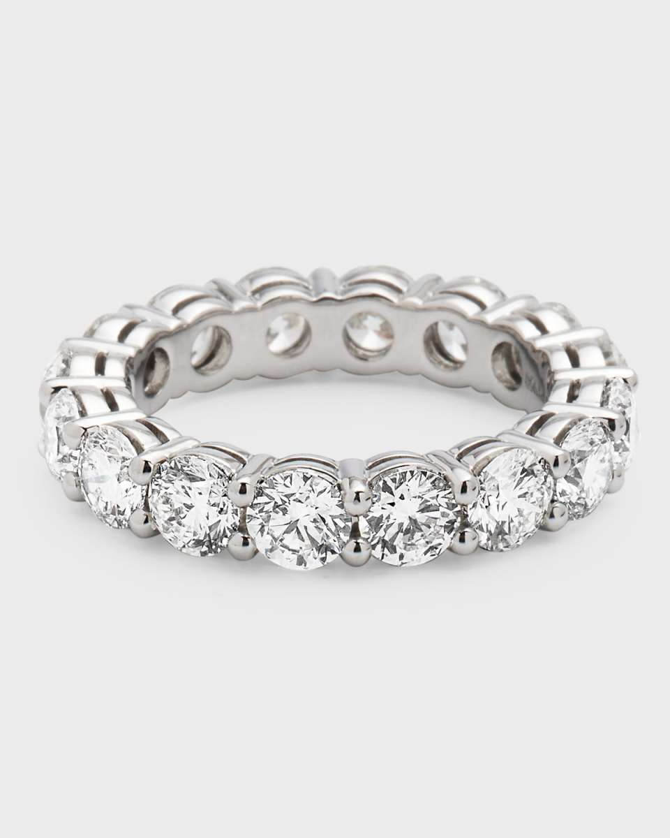 Platinum Round Diamond Eternity Ring, Size 6 3/4, 5.28tcw