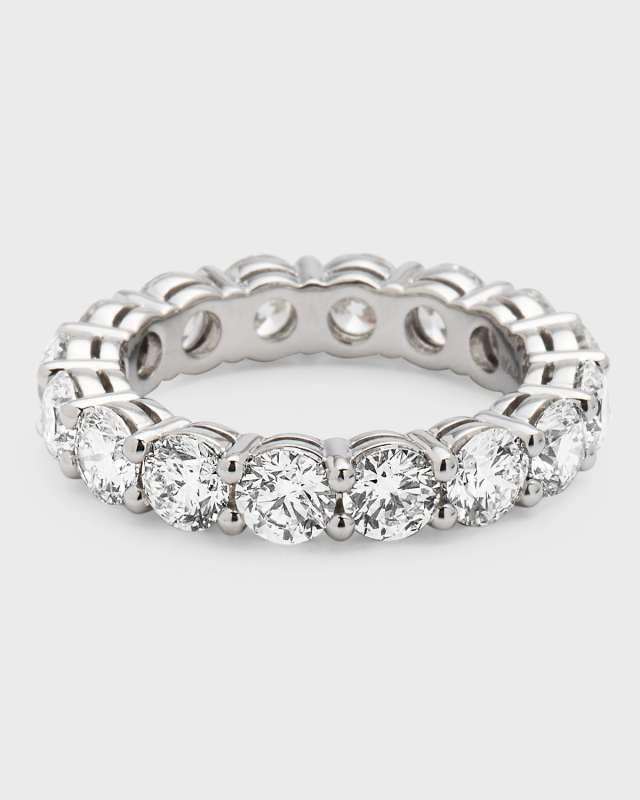 Platinum Round Diamond Eternity Ring, Size 6 3/4, 5.28tcw