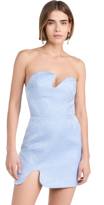 Amanda Uprichard Strapless Puzzle Mini Dress Powder Blue