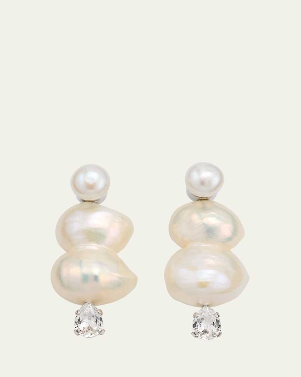 Crystal and Peanut Pearl Earrings