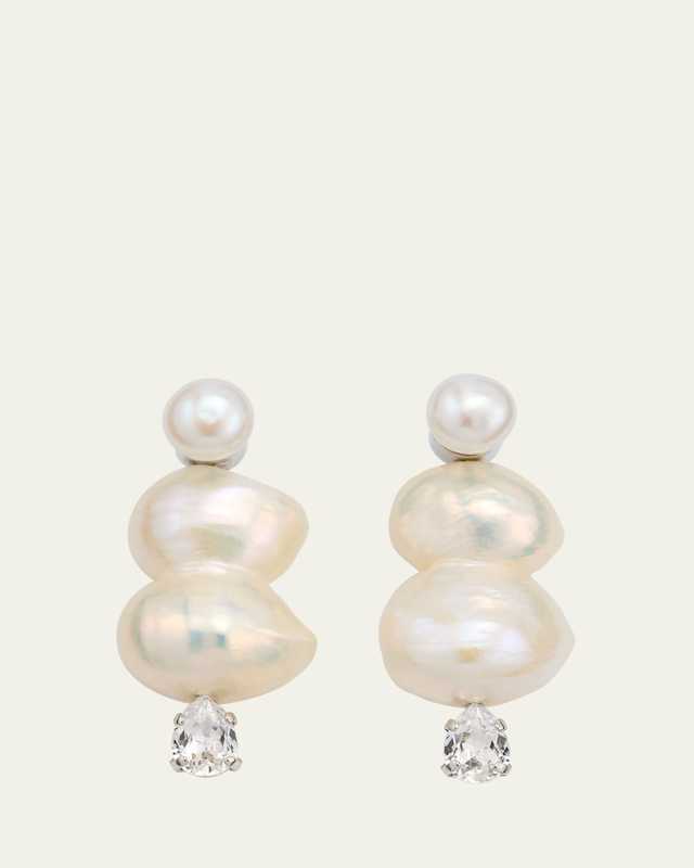 Crystal and Peanut Pearl Earrings
