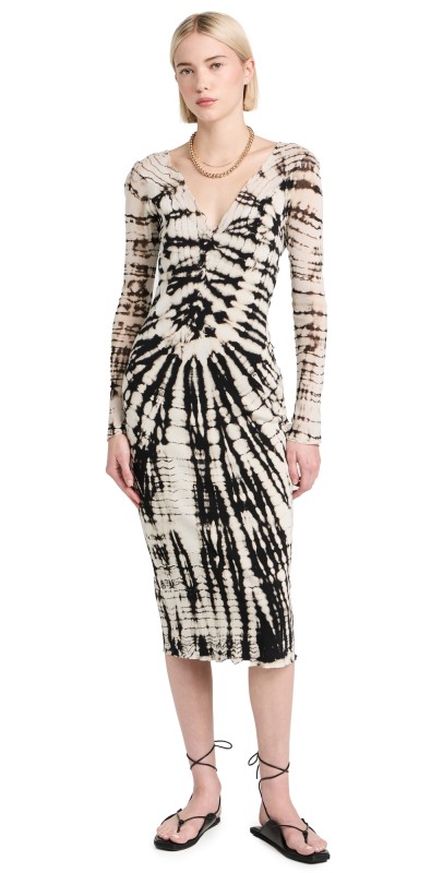 Raquel Allegra Poppy Midi Dress Black/Dirty White