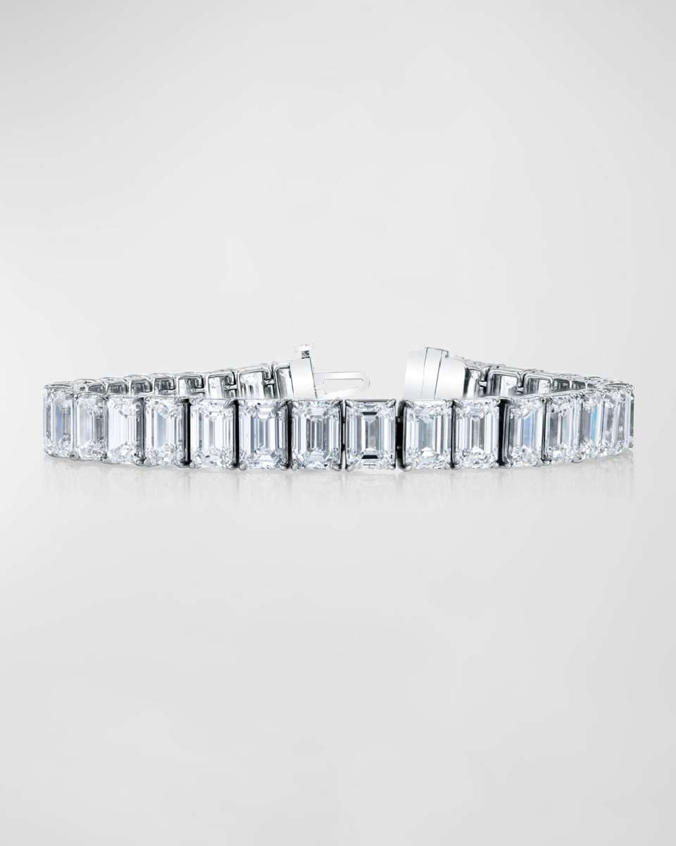Platinum North-South Prong-Set Diamond Tennis Bracelet, 7.90tcw, 7"L