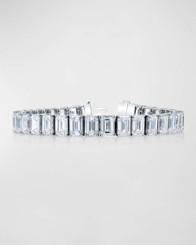 Platinum North-South Prong-Set Diamond Tennis Bracelet, 7.90tcw, 7"L