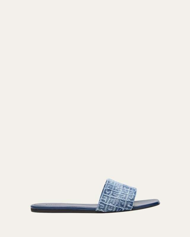 4G Cotton Flat Slide Sandals