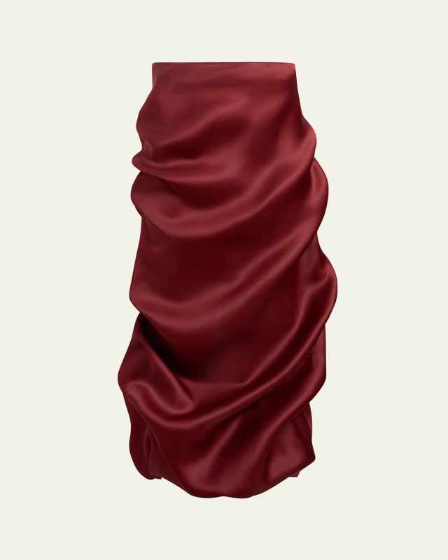 Olula Draped Silk Maxi Skirt