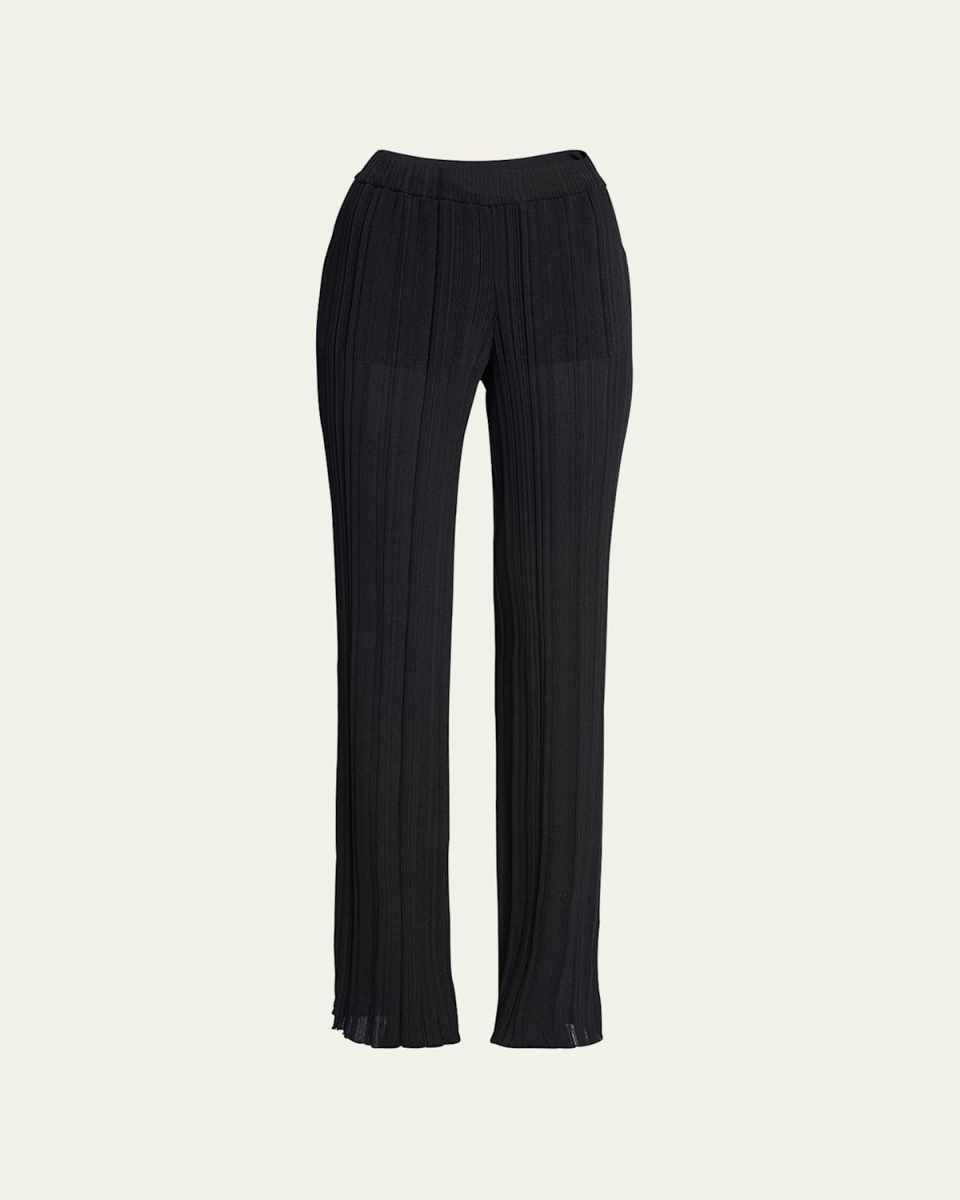 Lightweight Plisse Knit Trousers