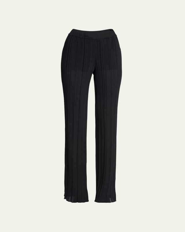 Lightweight Plisse Knit Trousers