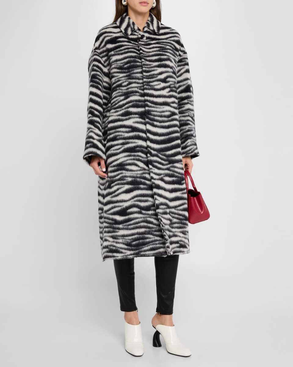 Zebra Brushed Alpaca Wool Coat