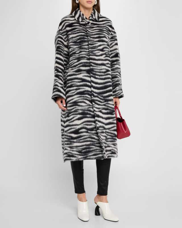 Zebra Brushed Alpaca Wool Coat