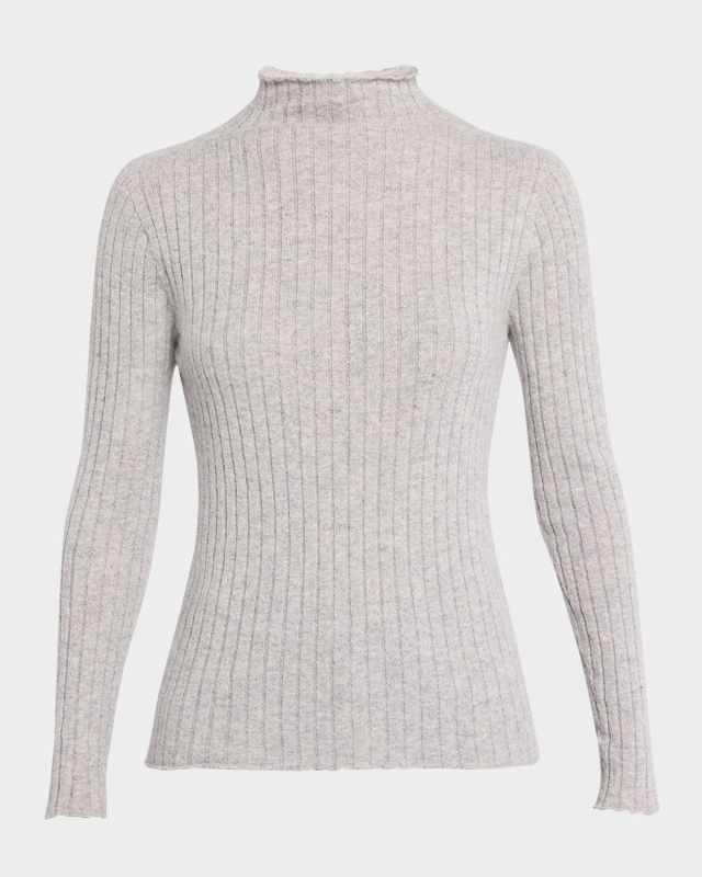 Cashmere Ribbed Mock-Neck Sweater