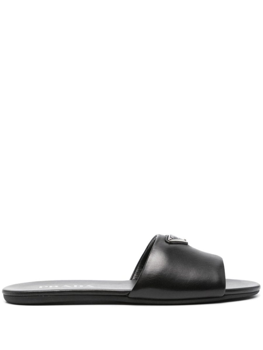 triangle-logo leather slides