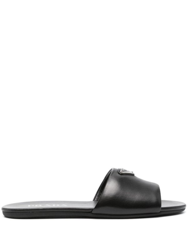 triangle-logo leather slides
