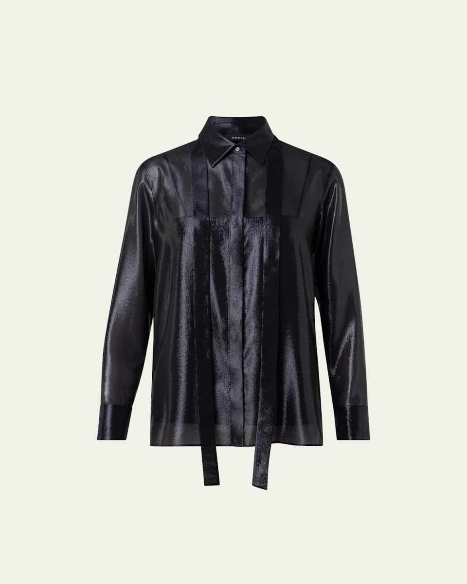 Metallic Button Up Blouse with Slip Tank