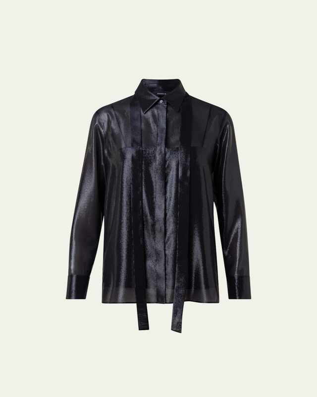 Metallic Button Up Blouse with Slip Tank
