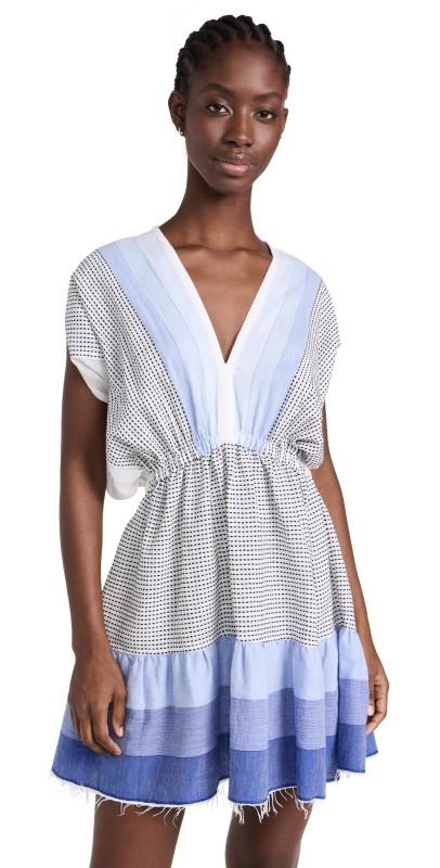 Lemlem Alem Plunge Dress Sisay Blue