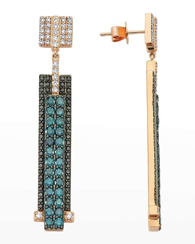 Mondrian Tricolor Diamond Drop Earrings