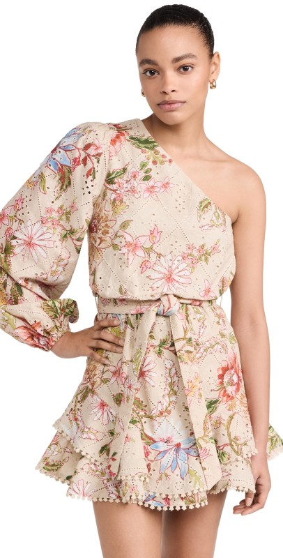 Hemant and Nandita Short Dress With Belt Beige