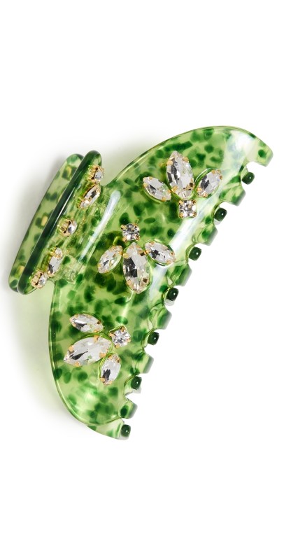 Lele Sadoughi Large Crystal Claw Clip Kiwi