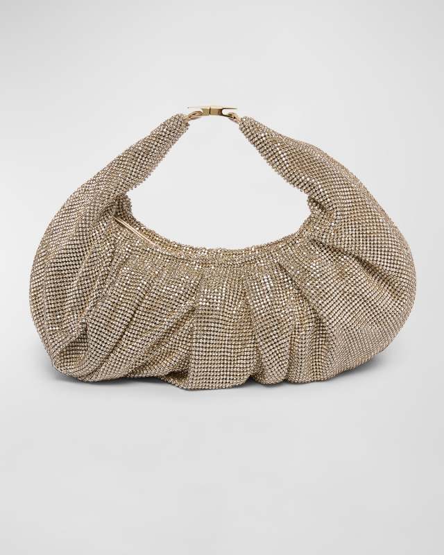 Yennefer Mesh Metallic Crystal Top-Handle Bag
