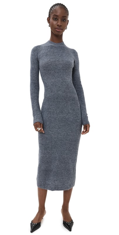 STAUD Ramona Dress Charcoal Grey