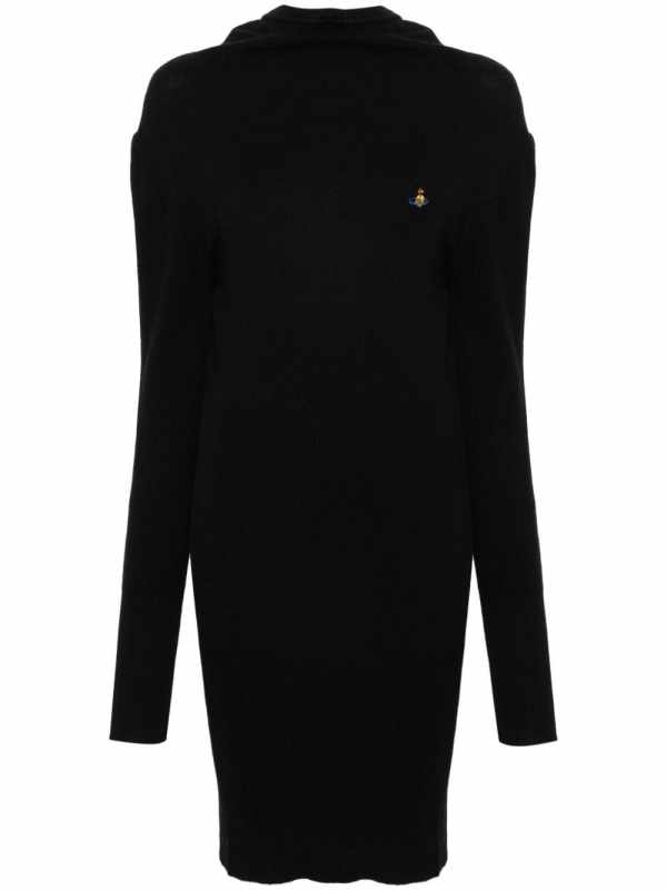 Orb-embroidered ribbed mini dress