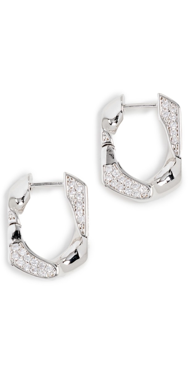 Luv Aj Pave Cuban Link Hoops Silver