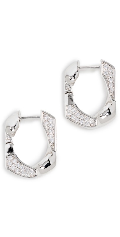 Luv Aj Pave Cuban Link Hoops Silver