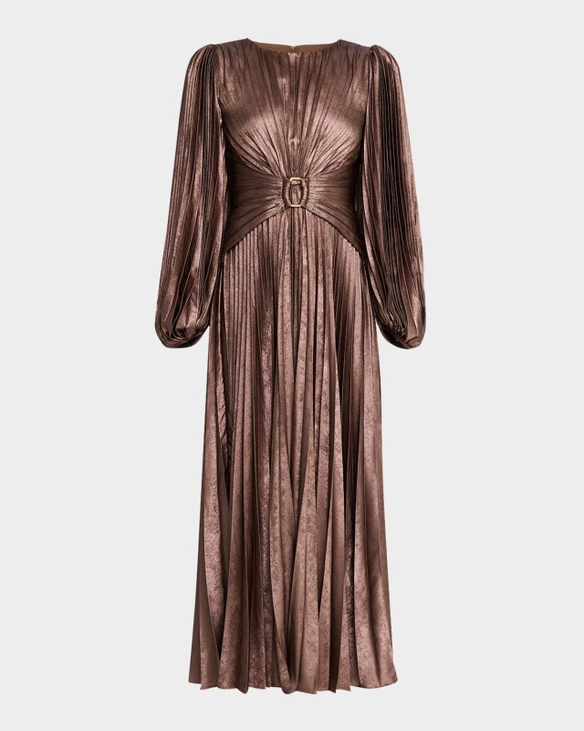 Norseman Metallic Pleated Midi Dress