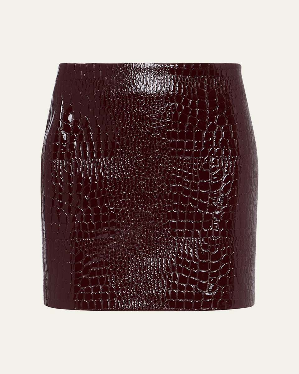 Gerard Croc-Embossed Faux Leather Mini Skirt