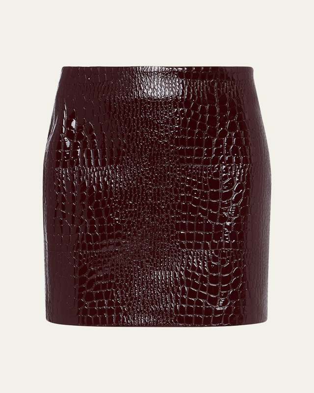 Gerard Croc-Embossed Faux Leather Mini Skirt
