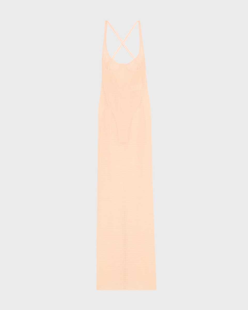 Sheer Column Dress with Corset Outline