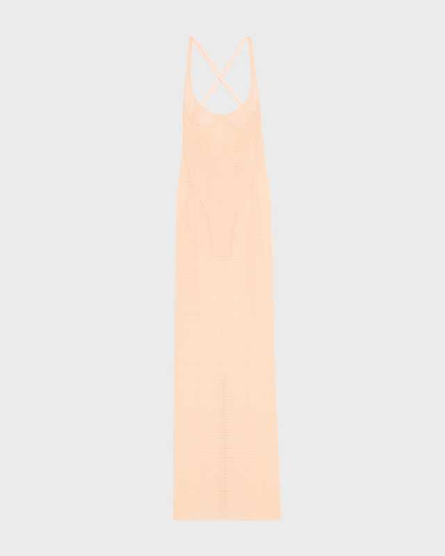 Sheer Column Dress with Corset Outline