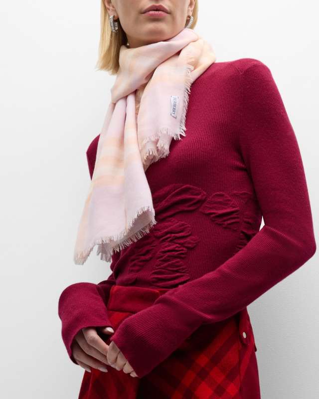 Giant Check Lightweight Wool Scarf