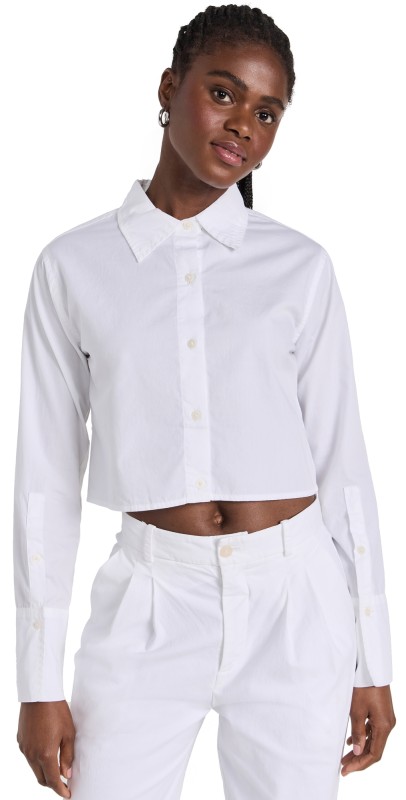 DL1961 Lisette Shirt: Cropped white (poplin)