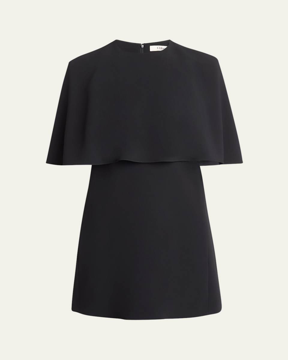 Capelet Crepe Mini Dress