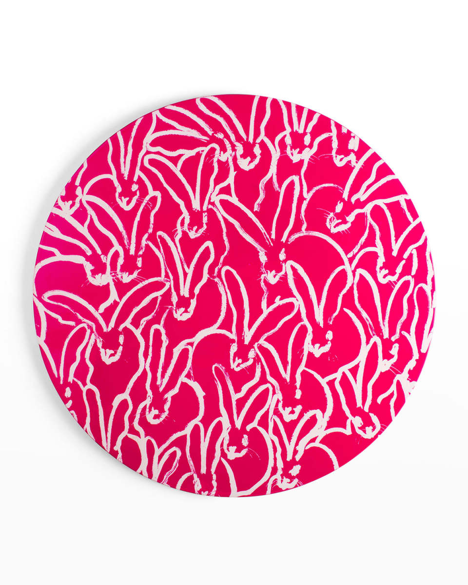 Rabbit Run Round Lacquer Placemat, Pink
