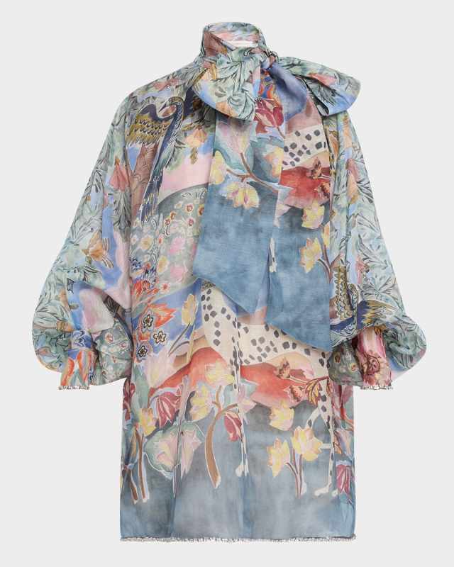 Illustration Billow Shift Mini Dress