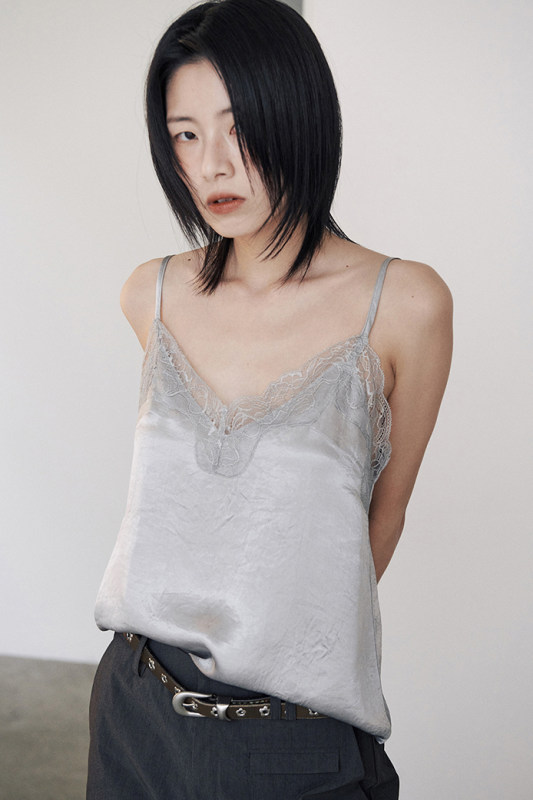 ORDES SATIN LACE CAMISOLE - SILVER