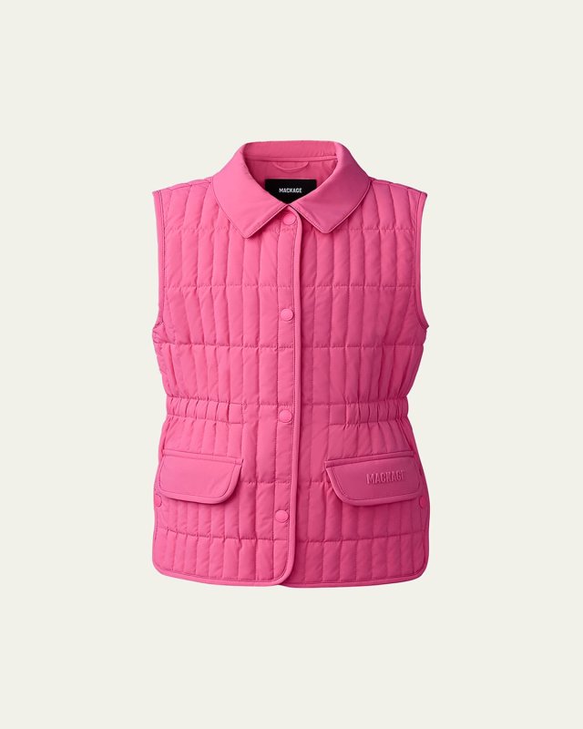 Girl's Naya Logo-Print Quilted Vest, Size 8-14