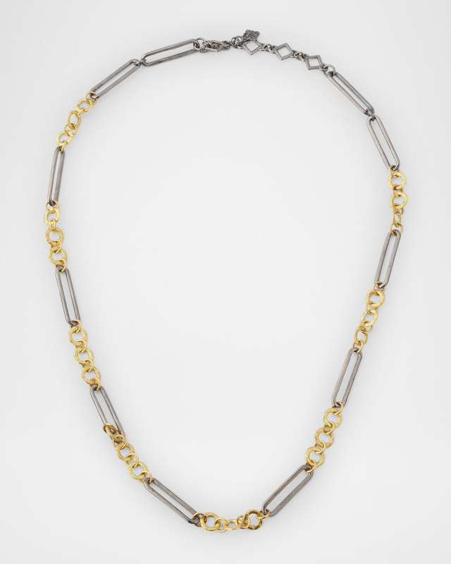 Silver and 18K Yellow Gold Paperclip Link Necklace