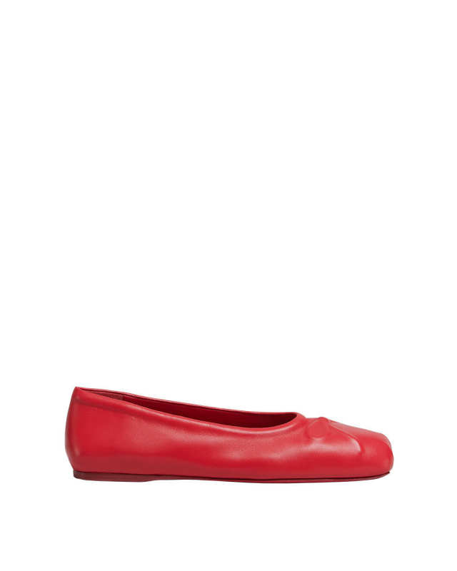 Red Nappa Leather Seamless Little Bow Ballet Flat