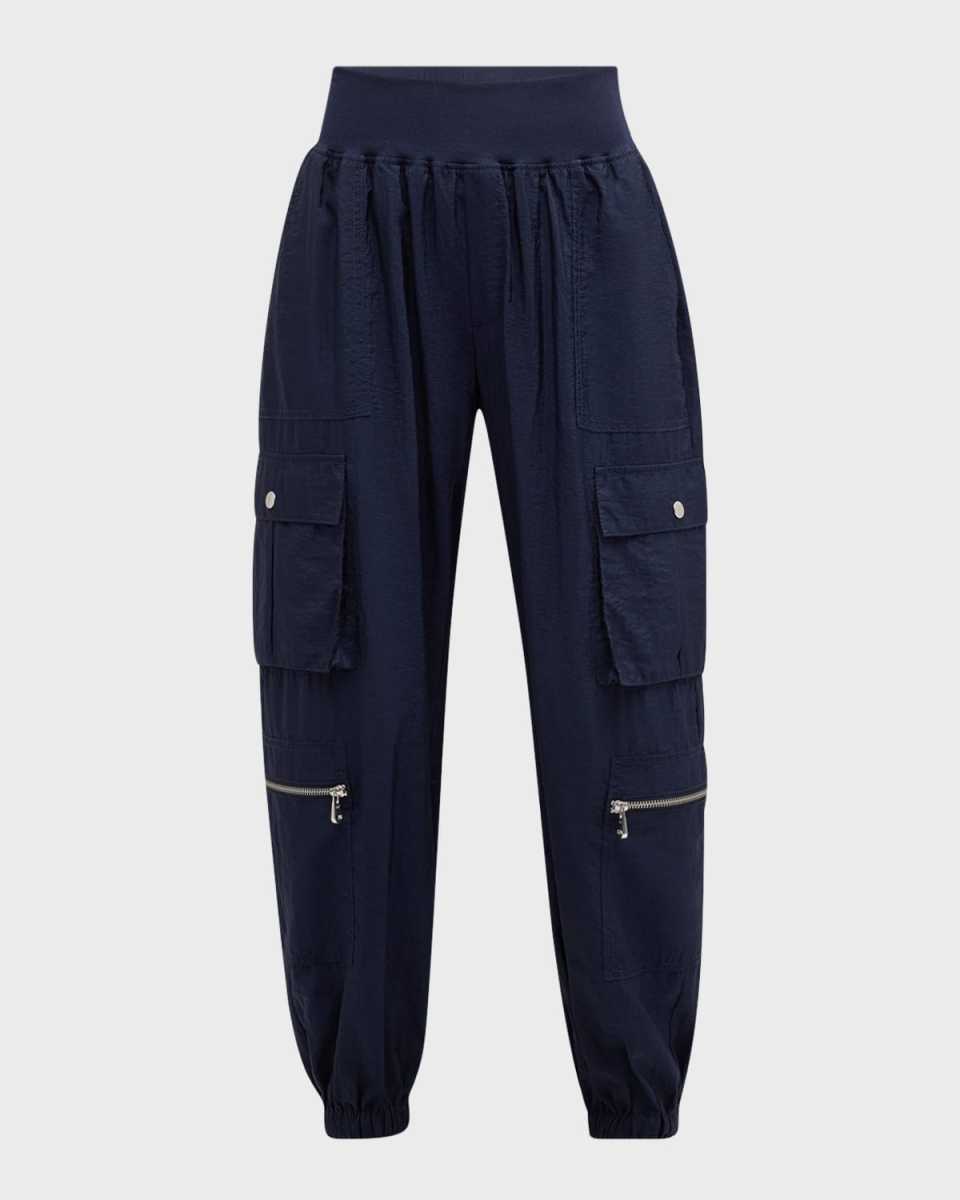 Genevive Satin Cargo Jogger Pants