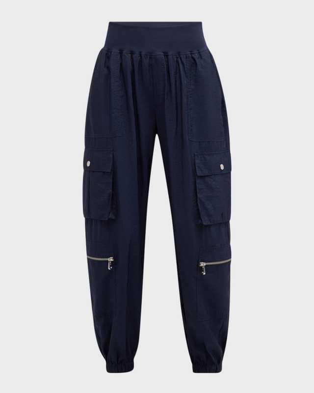 Genevive Satin Cargo Jogger Pants