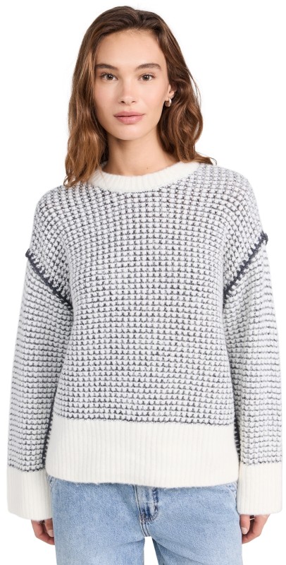 rag & bone Katie Stripe Long Sleeve Pullover Ivorymult