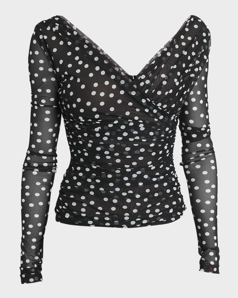 Polka-Dot Tulle Wrap Top