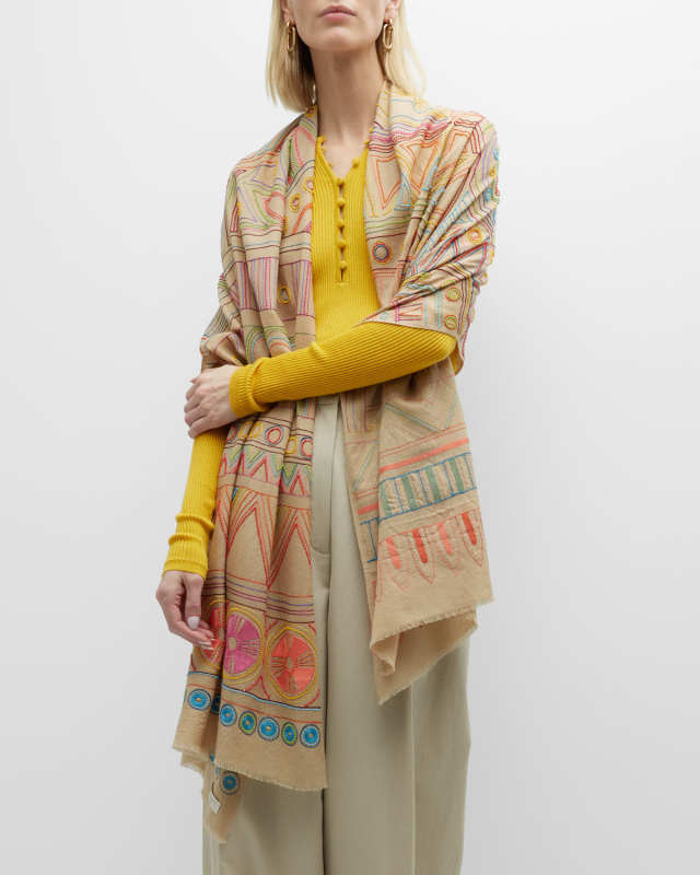 Bohemian City Merino Wool-Silk Scarf