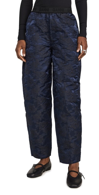 GANNI Botanical Jacquard Elasticated Curve Pants Peacoat